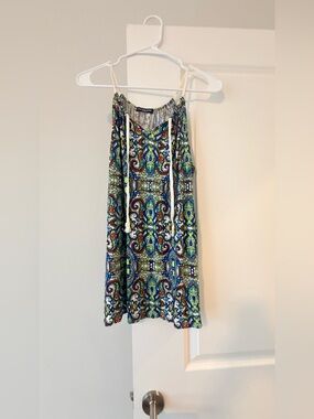 cha cha vente Blue and White Paisley Spaghetti Strap Dress